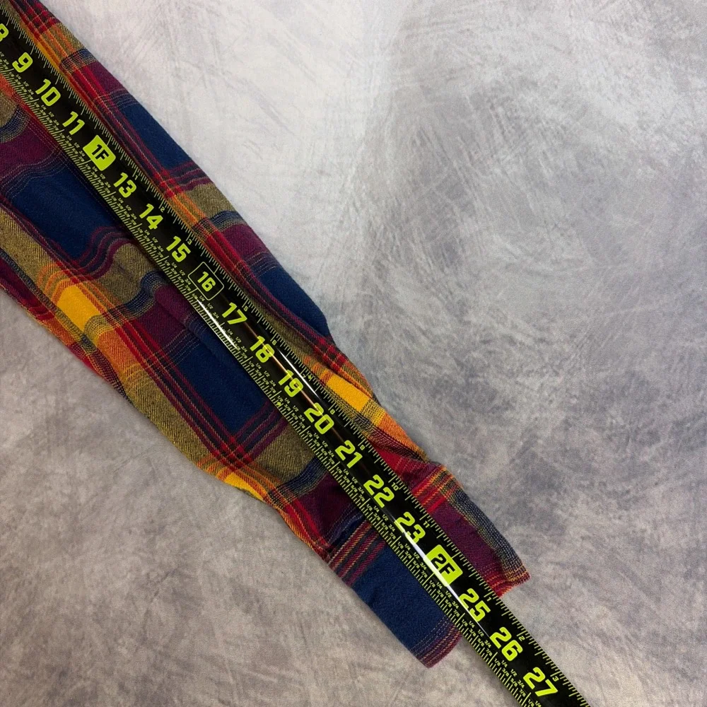 Levi's Flannel Shirt Mens XXL Red Yellow Blue Plaid Western Cotton Button Down